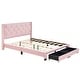 preview thumbnail 6 of 17, Queen Size Upholstered Platform Bed, with Button Tufted Upholstered Headboard and 2 Drawers,