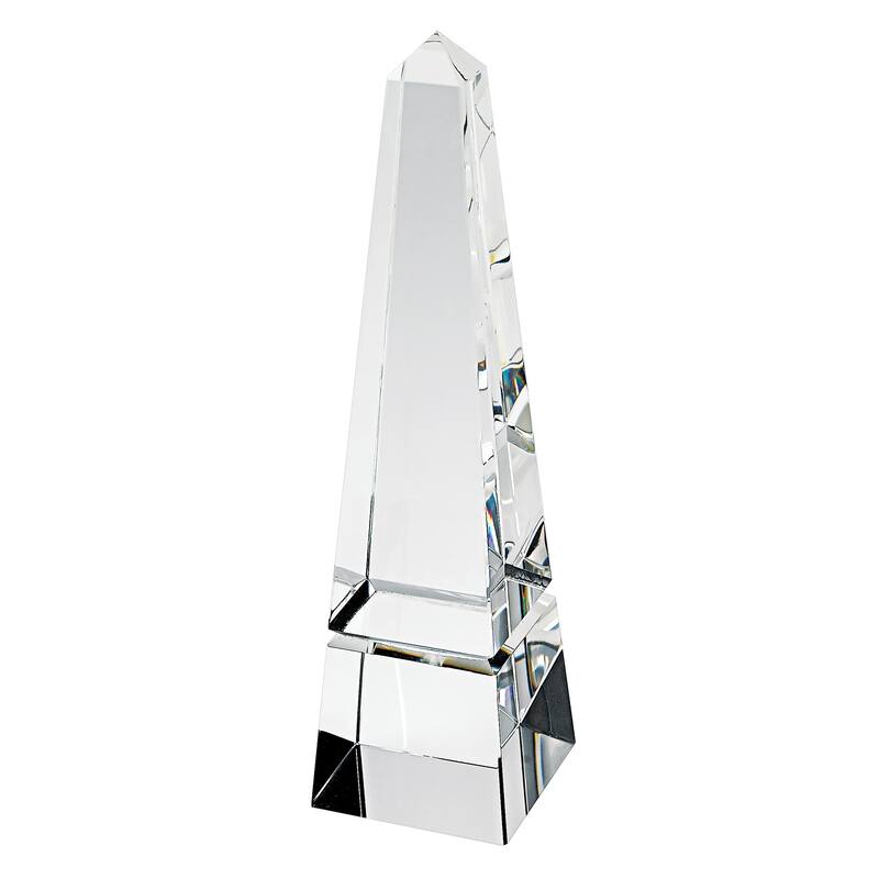 HomeRoots 12" Clear Crystal Obelisk Statue