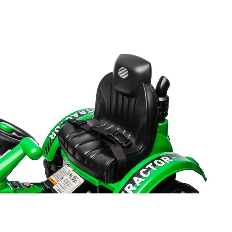 Kids Ride On Excavator, 12V Battery Powered 2 Speeds Construction Vehicles, Front Loader With Horn - Green