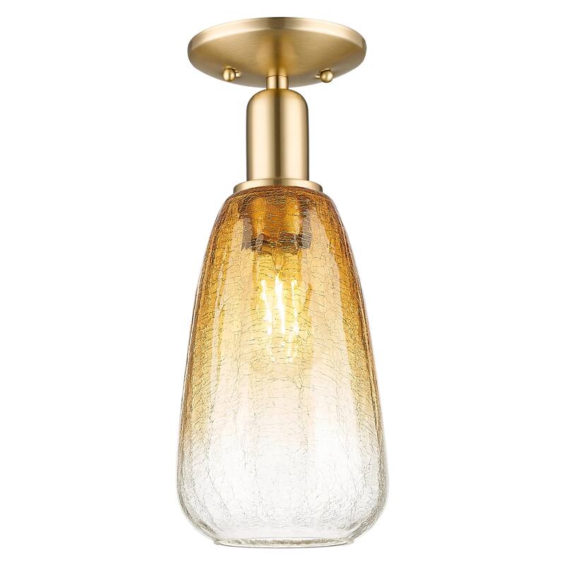 Innovations Lighting Downtown Urban - Brookhaven Almond - 1 Light 6" Semi-Flush Mount Light - Champagne Bronze/Amber Shade