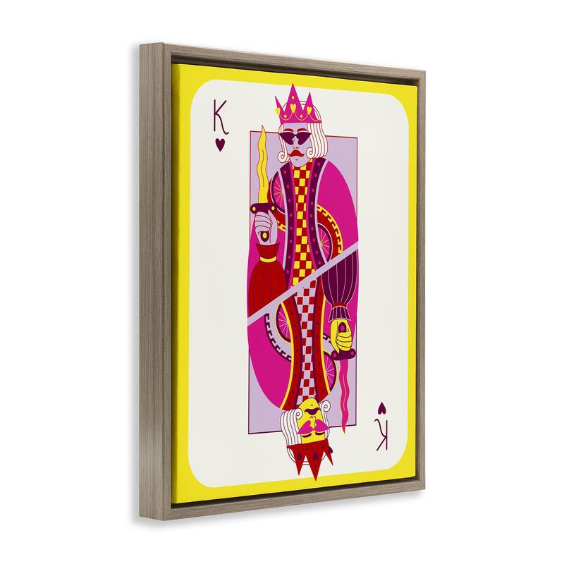 Stupell Bright Trendy King Card Framed Floater Canvas Wall Art Design By Grace Popp