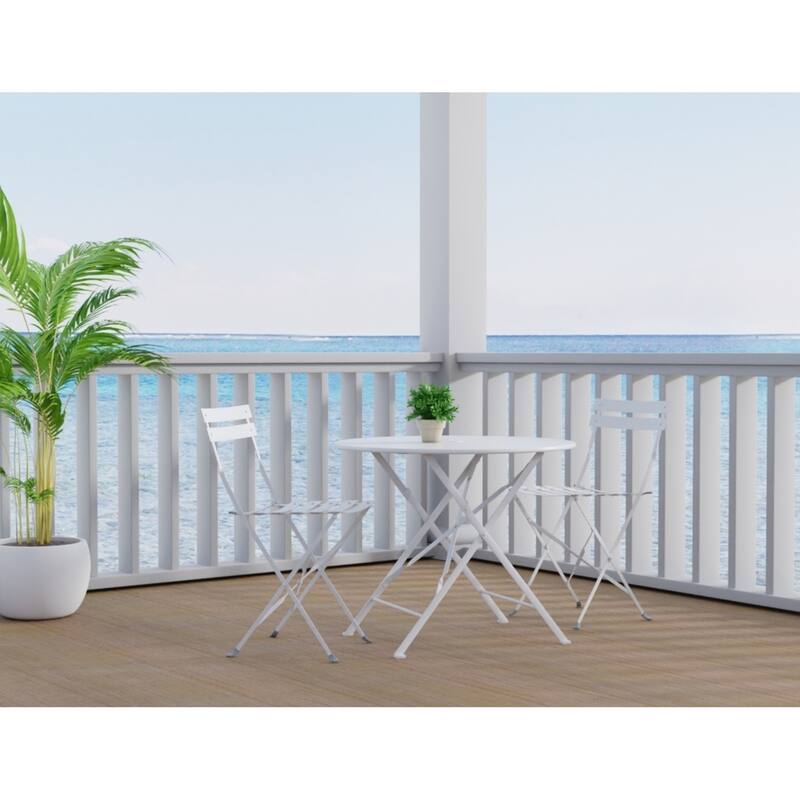 Carolina Living Bistro 30" Round Table Outdoor Set - Set of 3 - White