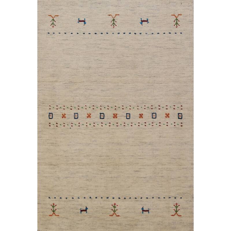 Tribal Gabbeh Oriental Foyer Rug Hand-Knotted Wool Carpet - 3'3"x 4'11"