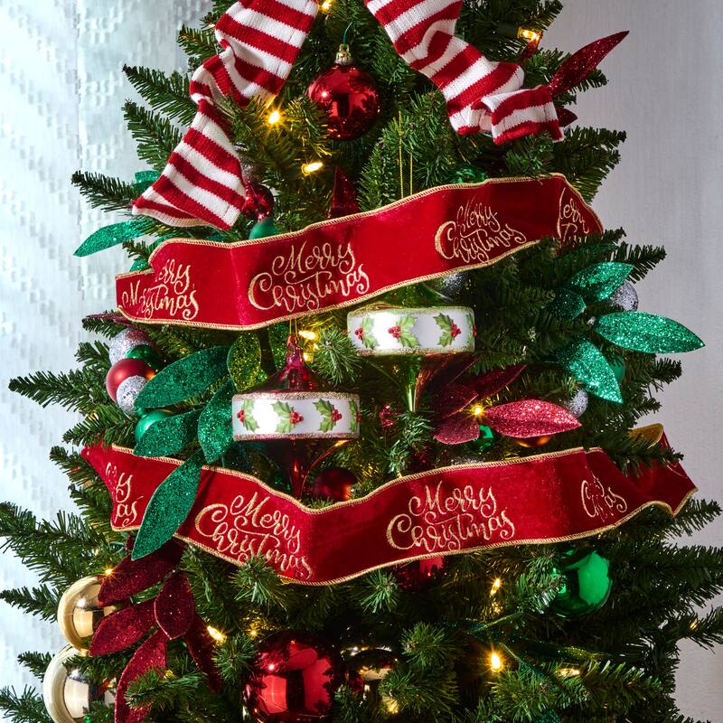 2.5" X 10Y Velvet "Merry Christmas" Ribbon