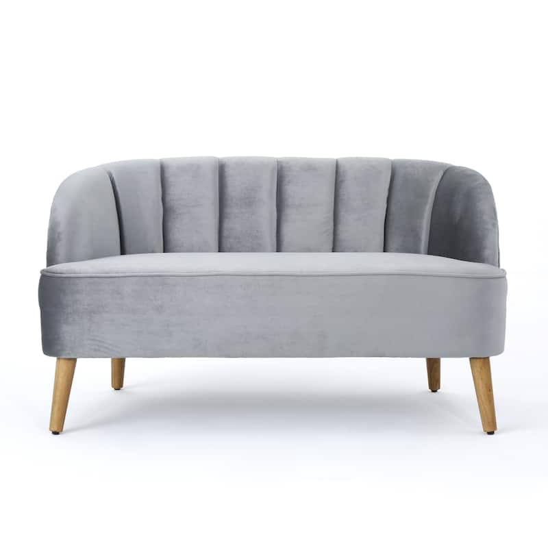 Classic Shell-Backed Loveseat with Wooden Legs