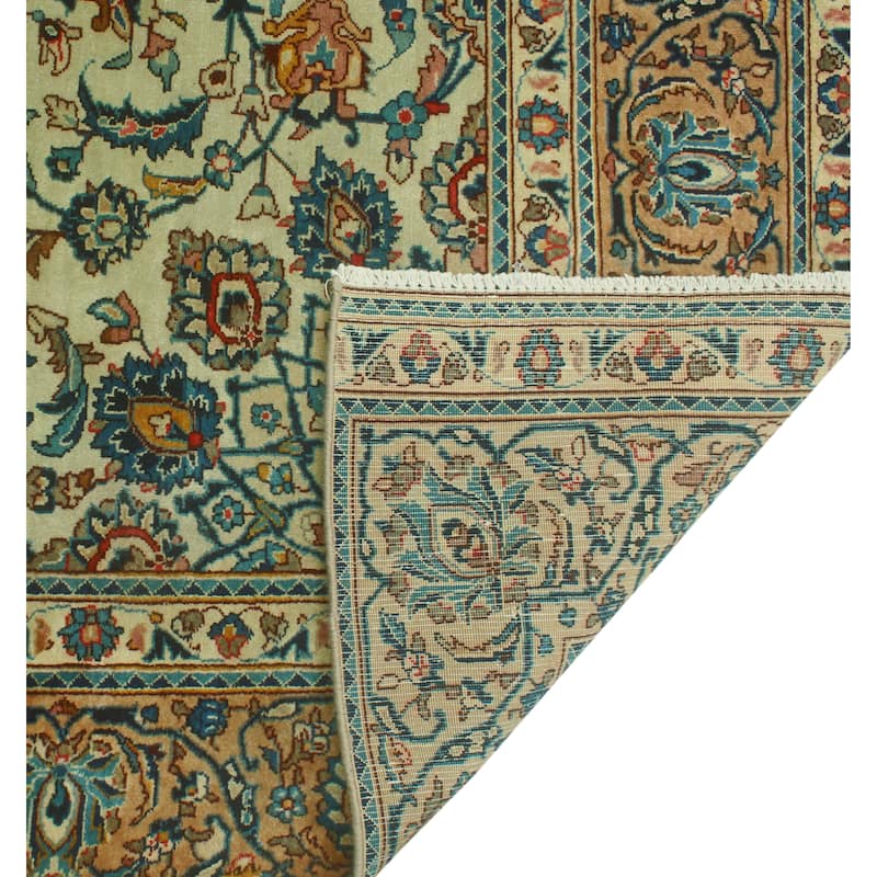 Semi Antique Tabriz Micaela Lt. Green/Navy Rug - 6'0" x 9'8"