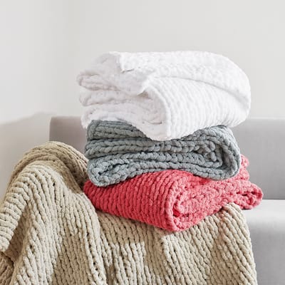 Cozy Potato® Chenille Chunky Knit Throw Blanket