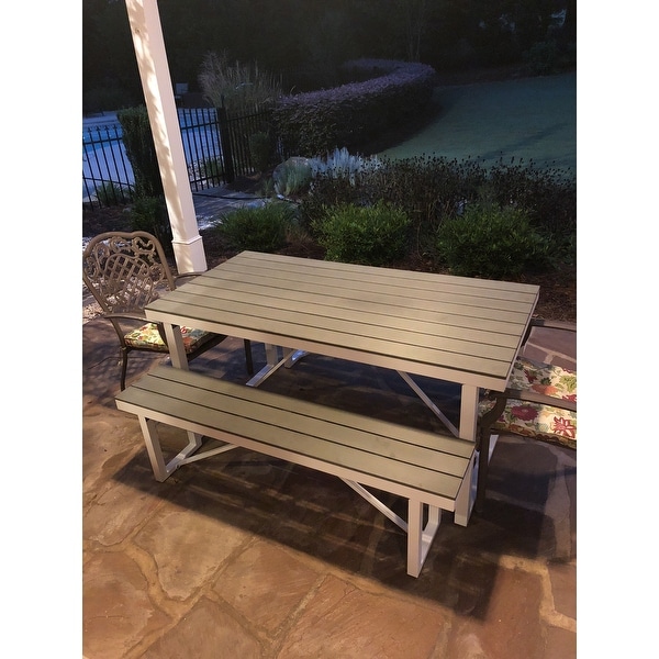 Numana 3 Piece Aluminum And Faux Wood Patio Picnic Table Set Numana 3 Piece Aluminum And Faux Wood Patio Picnic Table Set Free Shipping Today 20666123