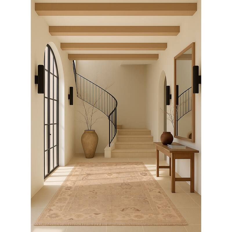 ECARPETGALLERY Hand-knotted Kavya Oushak Light Grey Wool Rug - 5'10 x 9'1