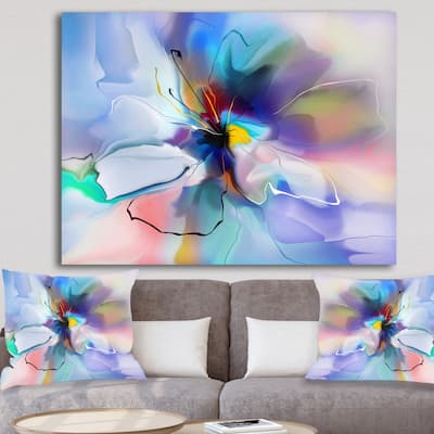 Designart "Abstract Creative Blue Flower" Extra Large Floral Wall Art