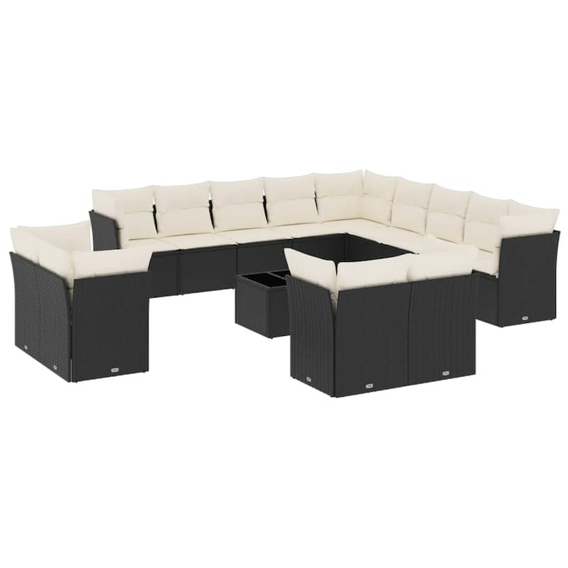 vidaXL Garden Sofa Set Black PE Rattan Large Modular Garden Sofa Set - 21.7 x 21.7 x 14.6