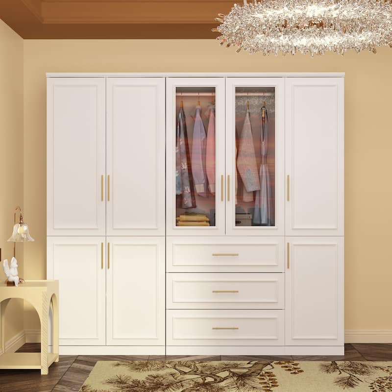 74.8"H Modular Armoire&Wardrobe Storage Closet Cabinet Organizer White