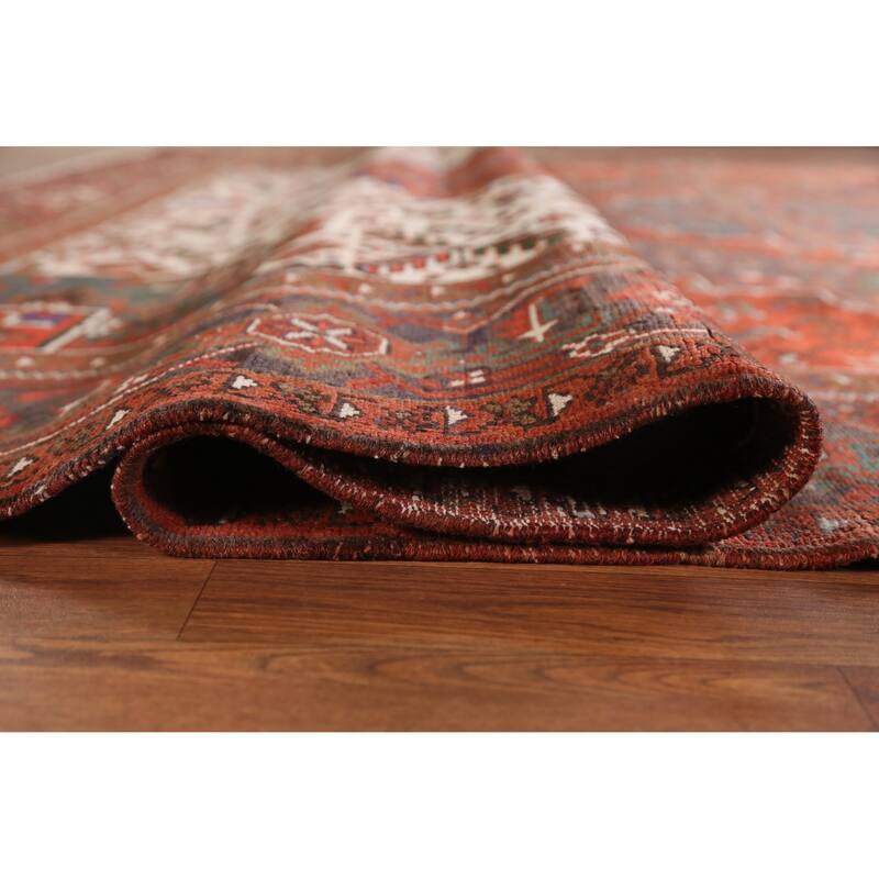 Hand Knotted Oriental 100% Wool Carpet Traditional Medallion Oranges & Rust Heriz Area Rug - 12' 9'' X 9' 10''