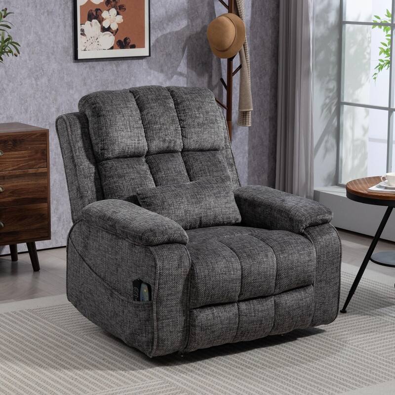 Power Lift Recliner with Extended Footrest,Overstuffed Chenille Dual Motor Recliners with Heat/Message,USB Type C Charging
