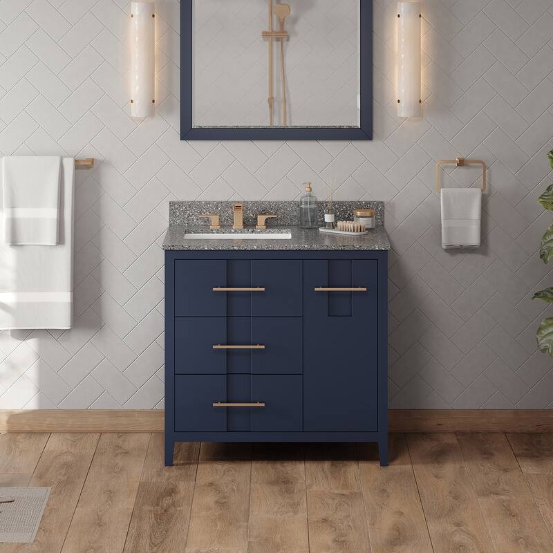 Jeffrey Alexander VKITKAT36R-MARBLE Katara 36" Free Standing Vanity