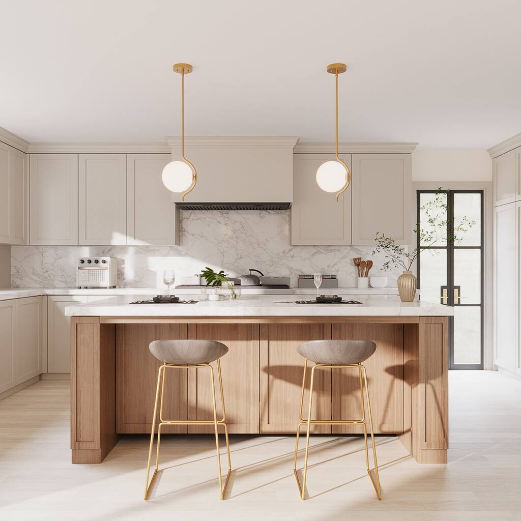 Acroma Curved Line Globe Pendant with White Jade Glass