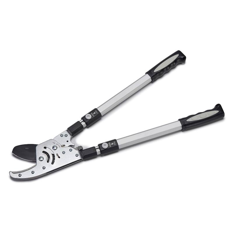 Tree Trimmer Loppers - Double Ratcheting Anvil Lopper - Extendable 26" - 40" Long Handles by Kings County Tools - Steel - Black & Silver