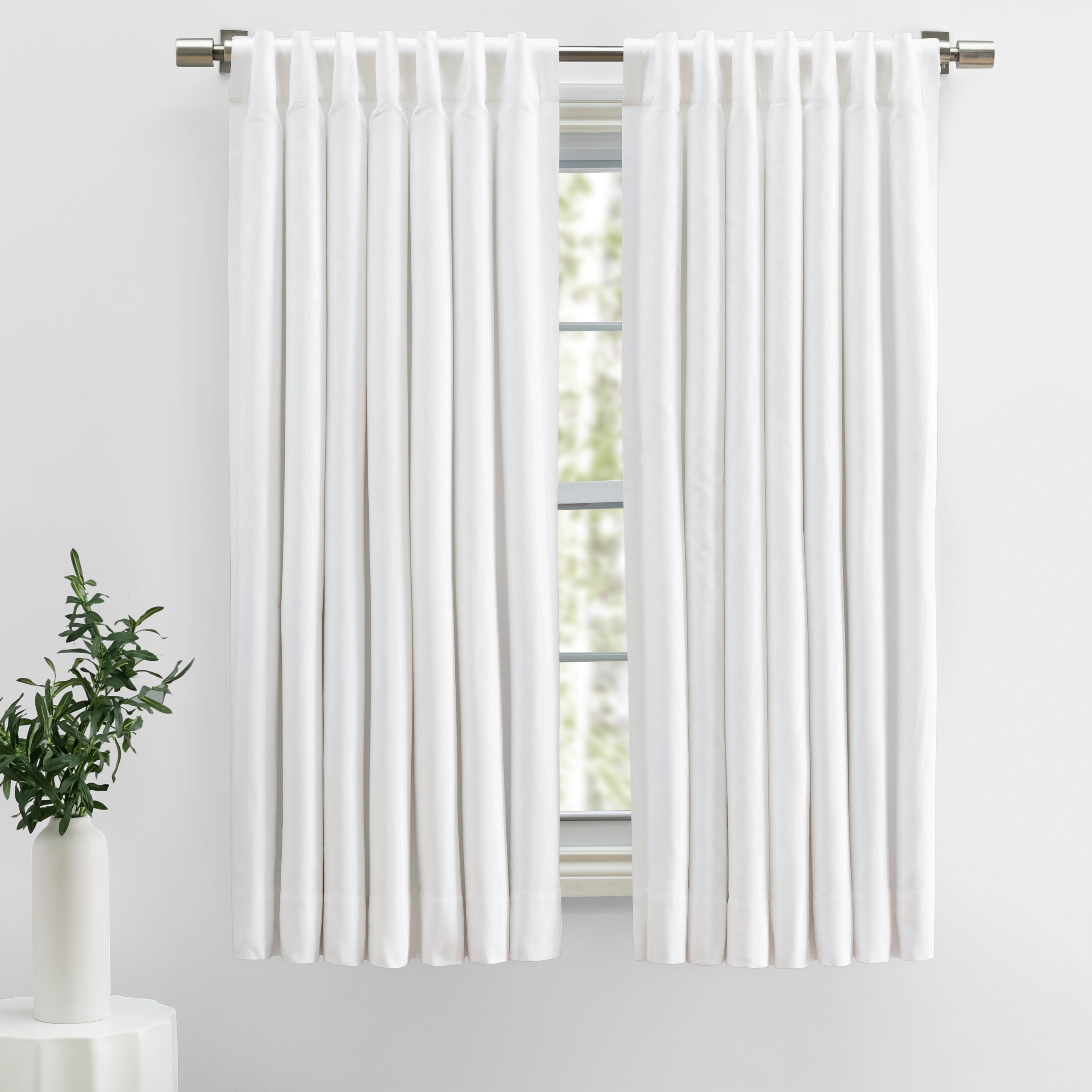 Herringbone Premium 100% Cotton Lined Rod Pocket W Back Tabs Short Curtain Panel