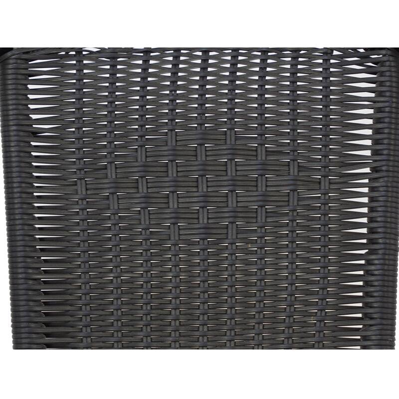 BTEXPERT Indoor Outdoor 23.75" Round Restaurant Table Steel Aluminum + 4 Black Restaurant Rattan Stack Chairs