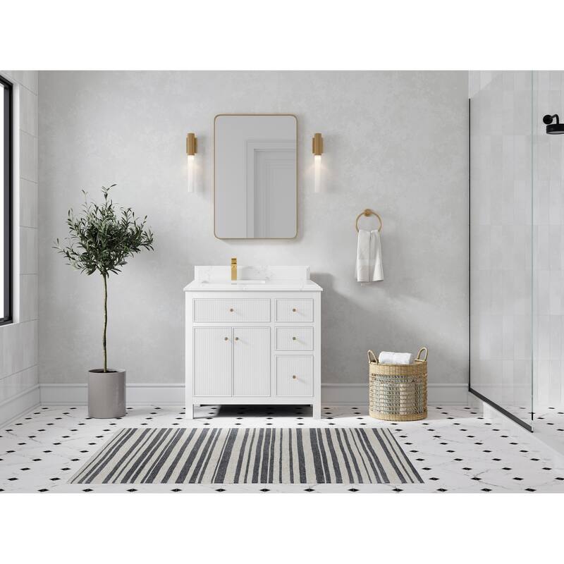 Willow Collections 36 in W x 22 in D Sonoma Left Offset Free Standing Reeded Bathroom Vanity with Countertop