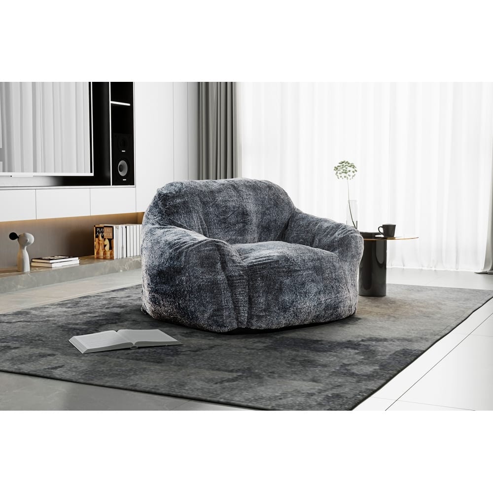 Sealy® Tore Dark Grey Faux Fur Foam Bean Bag Chair