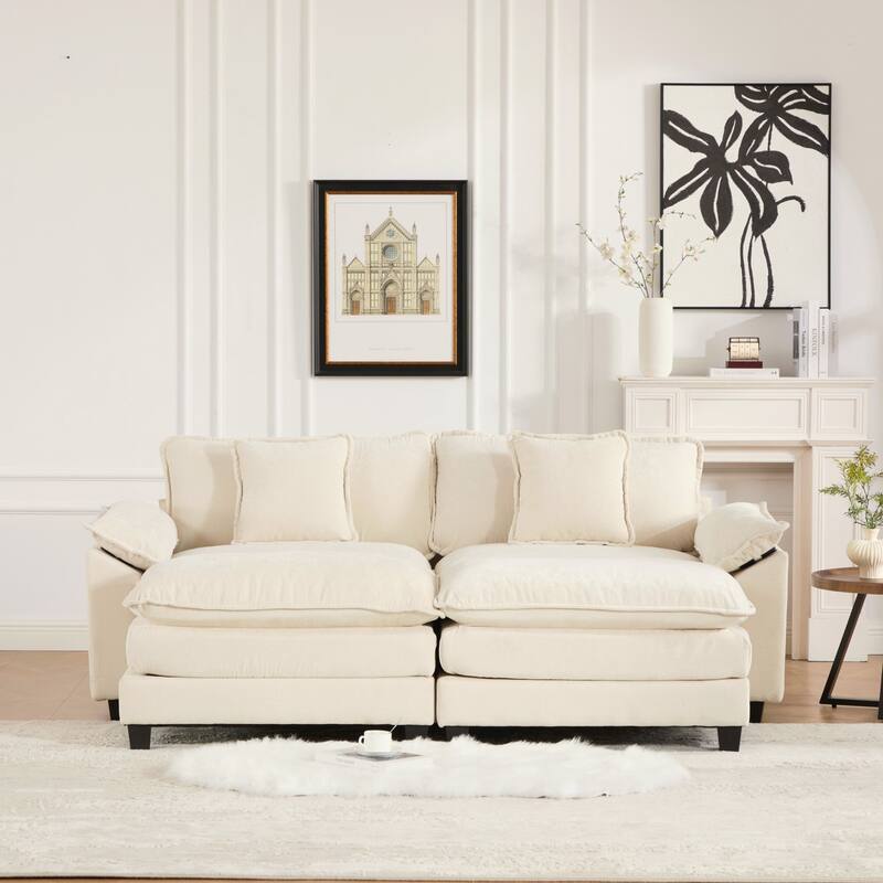 Modern Sectional Couch, for Living Room Bedroom and Apartment, Comfy Double Layer Upholstered Seat Cushion