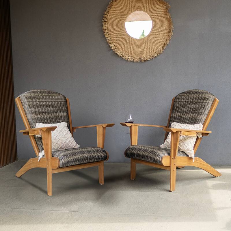Cambridge Casual Set of 2 Auburn Teak Patio Adirondack Chair - Koboo Grey