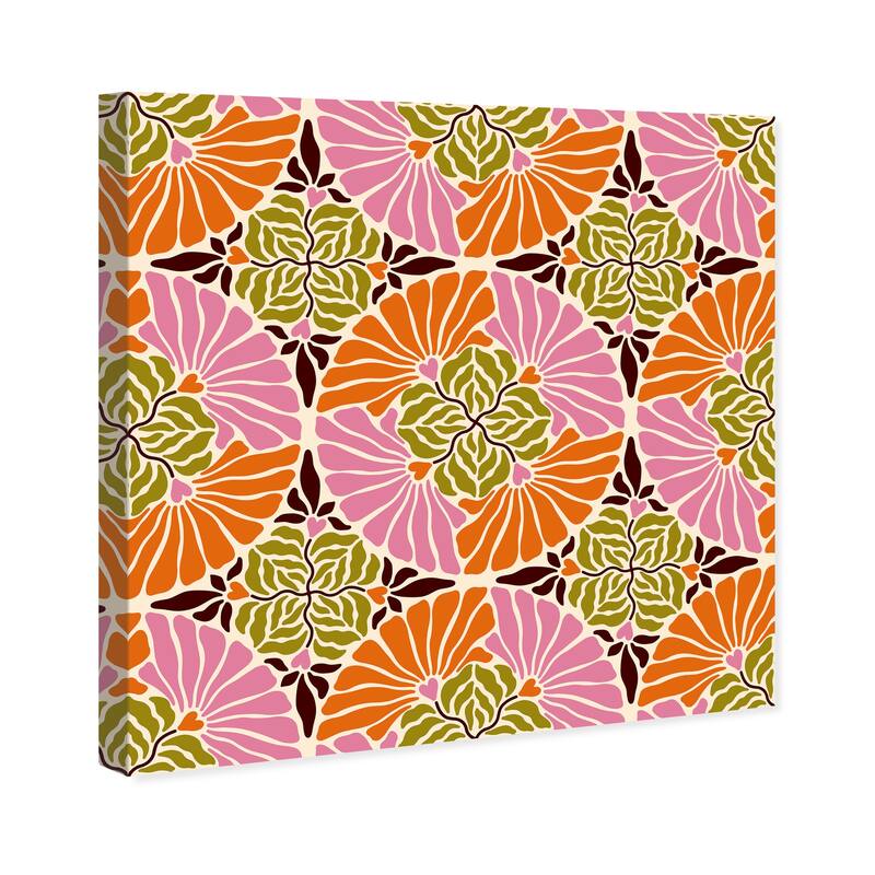 Wynwood Studio Canvas Abstract Floral like Bubbles Pink and Army Green Modern & Contemporary Wall Art Canvas Print