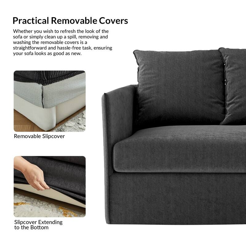 Gottfried 80" Slipcovered Sofa with Two Slipcovers by HULALA HOME