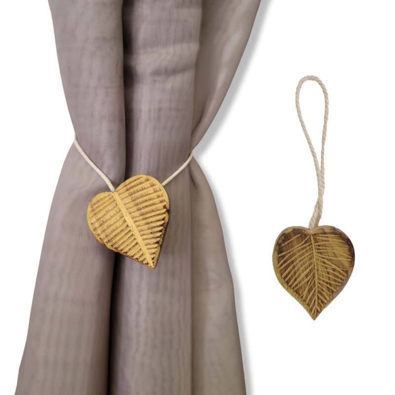 Magnetic Wooden Heart Curtain Tiebacks Easy to Use
