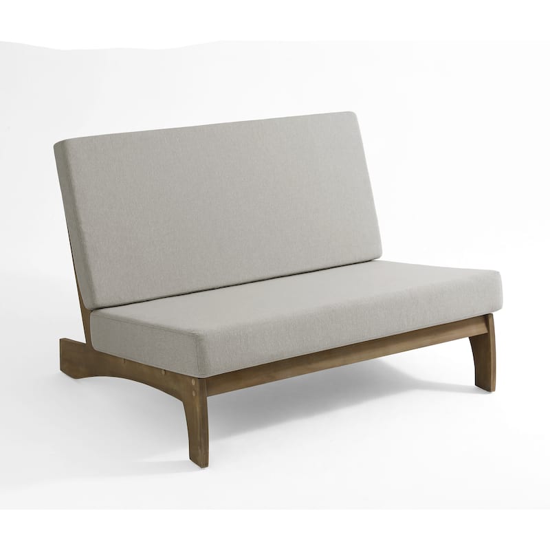 Outdoor Teak Wood Armless Lounge Chair Set Loveseat with Cushions