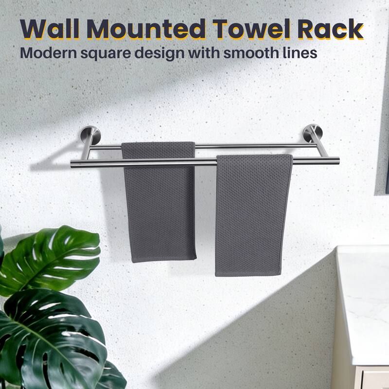WOWOW Wall Mounted Stainless Steel Double Towel Bar
