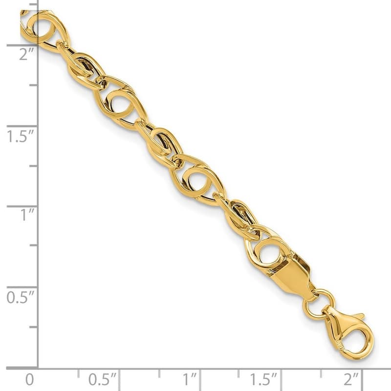 Curata 14k Yellow Gold 7.5" 6mm Polished Fancy Link Bracelet