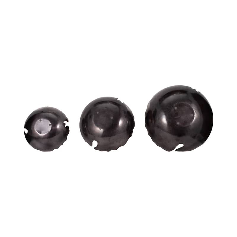 Sagebrook Home Black Metal Chipped Bowls, Decorative 12/15/18 Inch Home Accents, Centerpiece for Decor, Set of 3