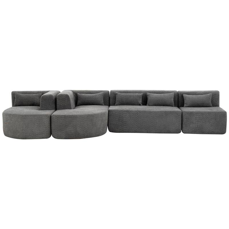 143.7" Polyester Sectional Sofa with 2 Chaise Lounges, Back Pillows