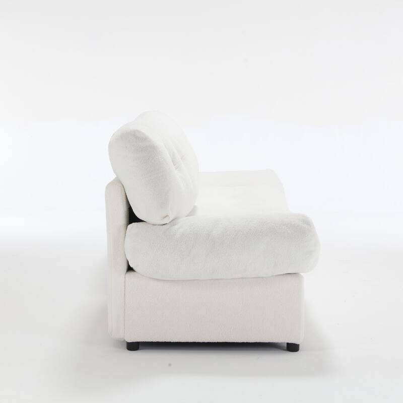 96.46'' Fabric 2 Seater Sofa Couch with Comfy Padded Design and Cloud Style, Plastic Feet, for Living Room and Apartment