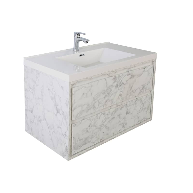 Sage 30“ wall mounted bathroom vanity with single basin acrylic top