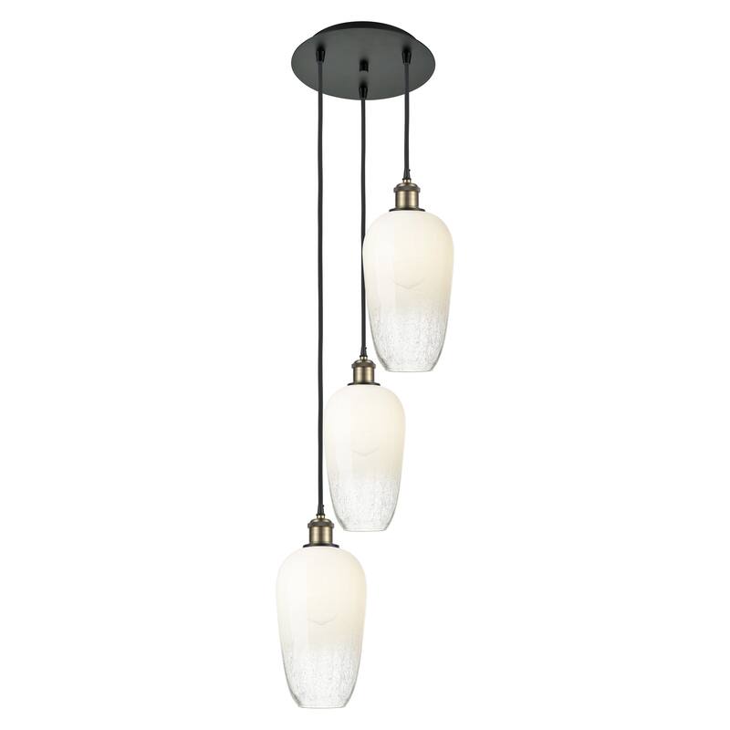 Innovations Lighting Endless Possibilities Ballston - Brookhaven Flute - 3 Light 14" Cord Hung Multi Pendant - Black Antique Brass/Opal