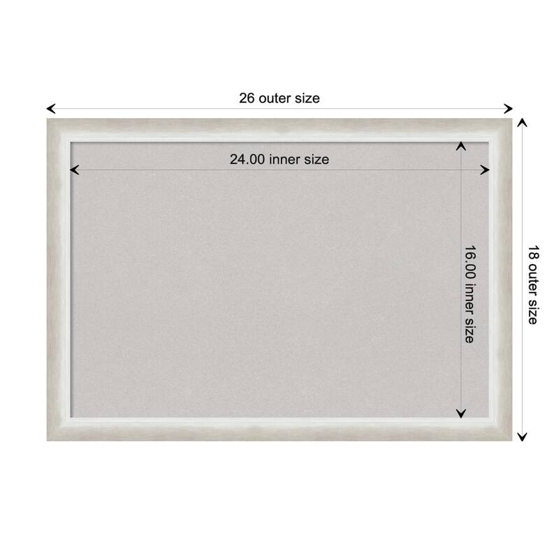 Two Tone Wood Framed Grey Corkboard Bulletin Board - Two Tone Silver - Board Size 24x16