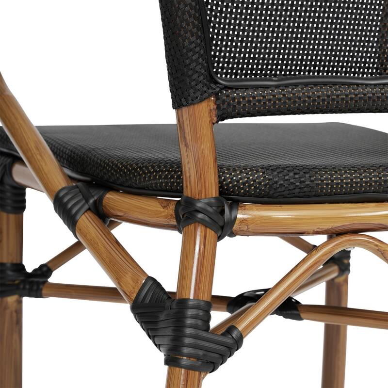 All-Weather Commercial Paris Chair with Arms and Metal Frame