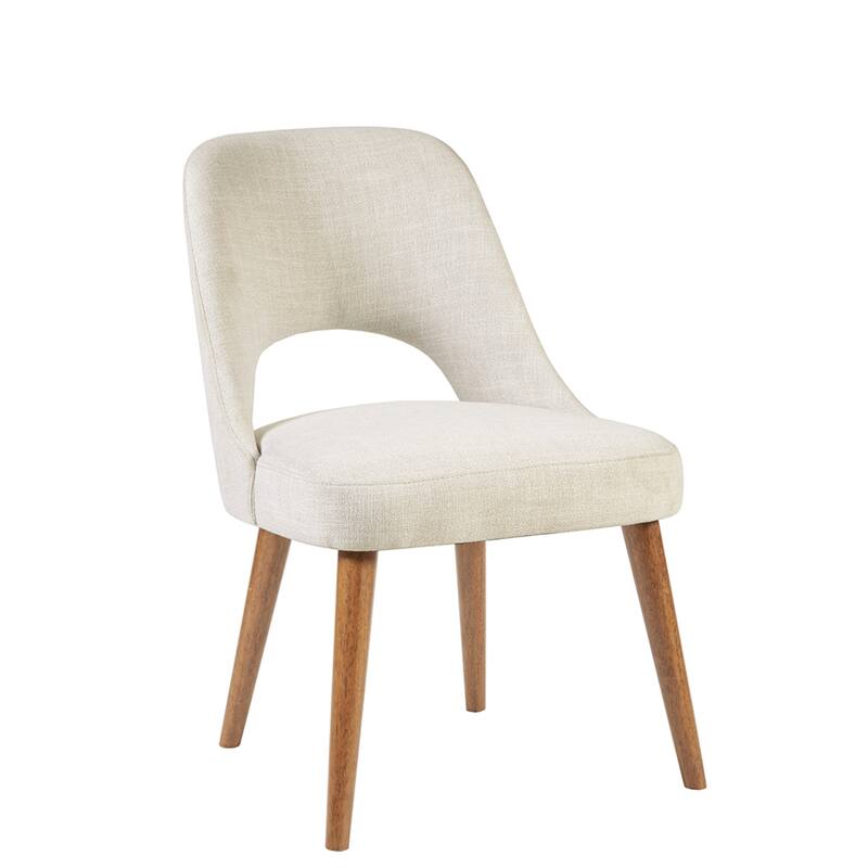 Roomfitters Mid-Century Modern Dining Side Chairs, Upholstered Set of 2 with Solid Wood Legs and Back Cut-Out