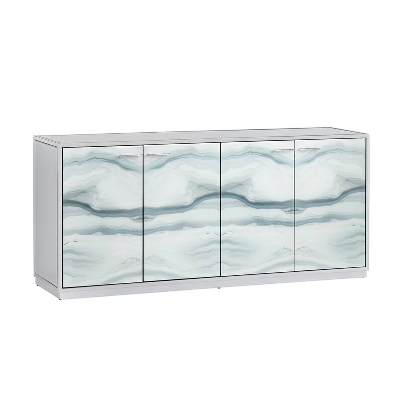 72 in. White Mirror 4 Door Media Credenza_Sideboard
