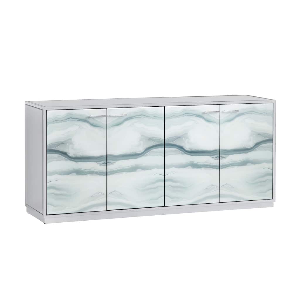 72 in. White Mirror 4 Door Media Credenza_Sideboard