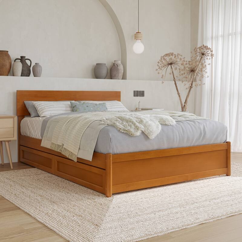 Wesley Platform Bed with Panel Footboard and Storage Drawers