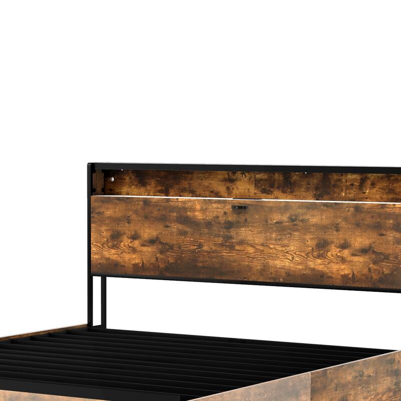 Moasis Vintage Brown King Bed Frame