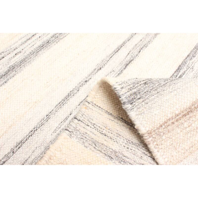 ECARPETGALLERY Flat-Weave Ankara FW Cream Wool Kilim - 5'7 x 7'7