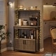 preview thumbnail 11 of 24, 31.5" Microwave Stand with Storage Cabinet, Height-Adjustable Bakers Racks for Kitchen Grey