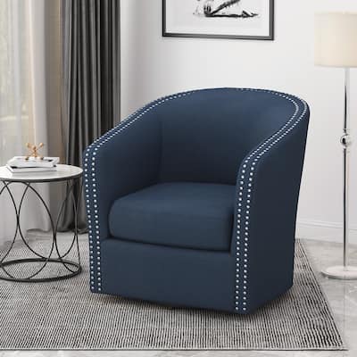 Linen Swivel Chair With Iron Legs