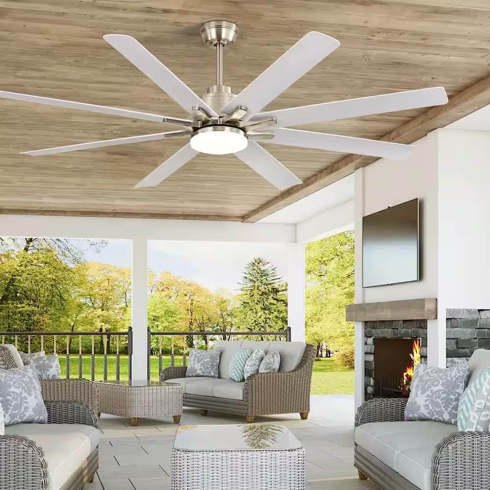 52''/66"/72'' Large Industrial Windmill Smart Ceiling Fan with Light, App and Remote Control, Dimmable LED