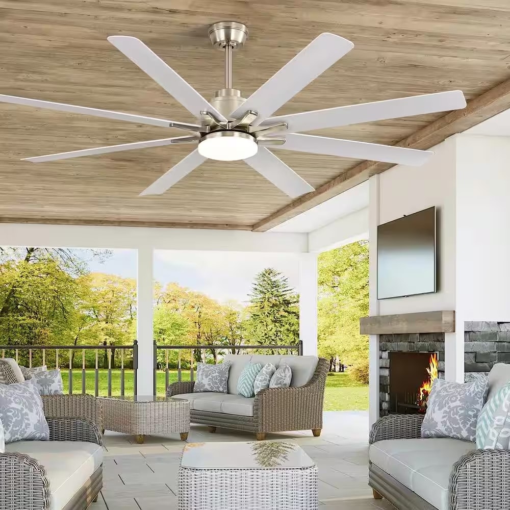 52''/66"/72'' Large Industrial Windmill Smart Ceiling Fan with Light, App and Remote Control, Dimmable LED